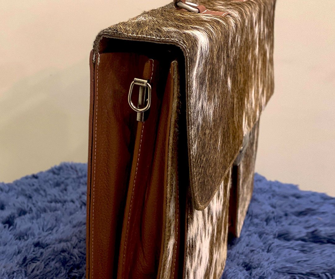 Dark Brown Black Cowhide Briefcase Bag - Image 3