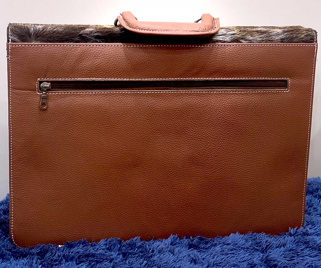 Dark Brown Black Cowhide Briefcase Bag - Image 2