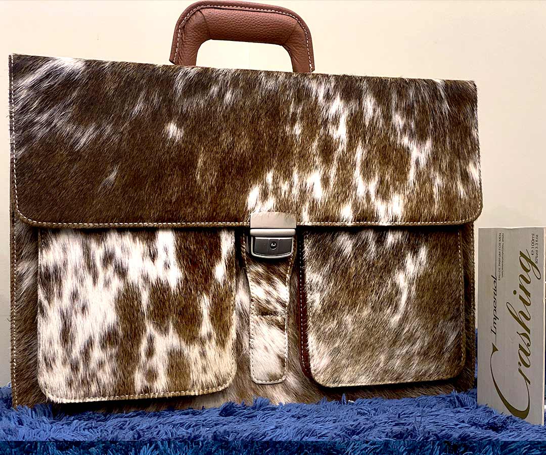 Dark Brown Black Cowhide Briefcase Bag